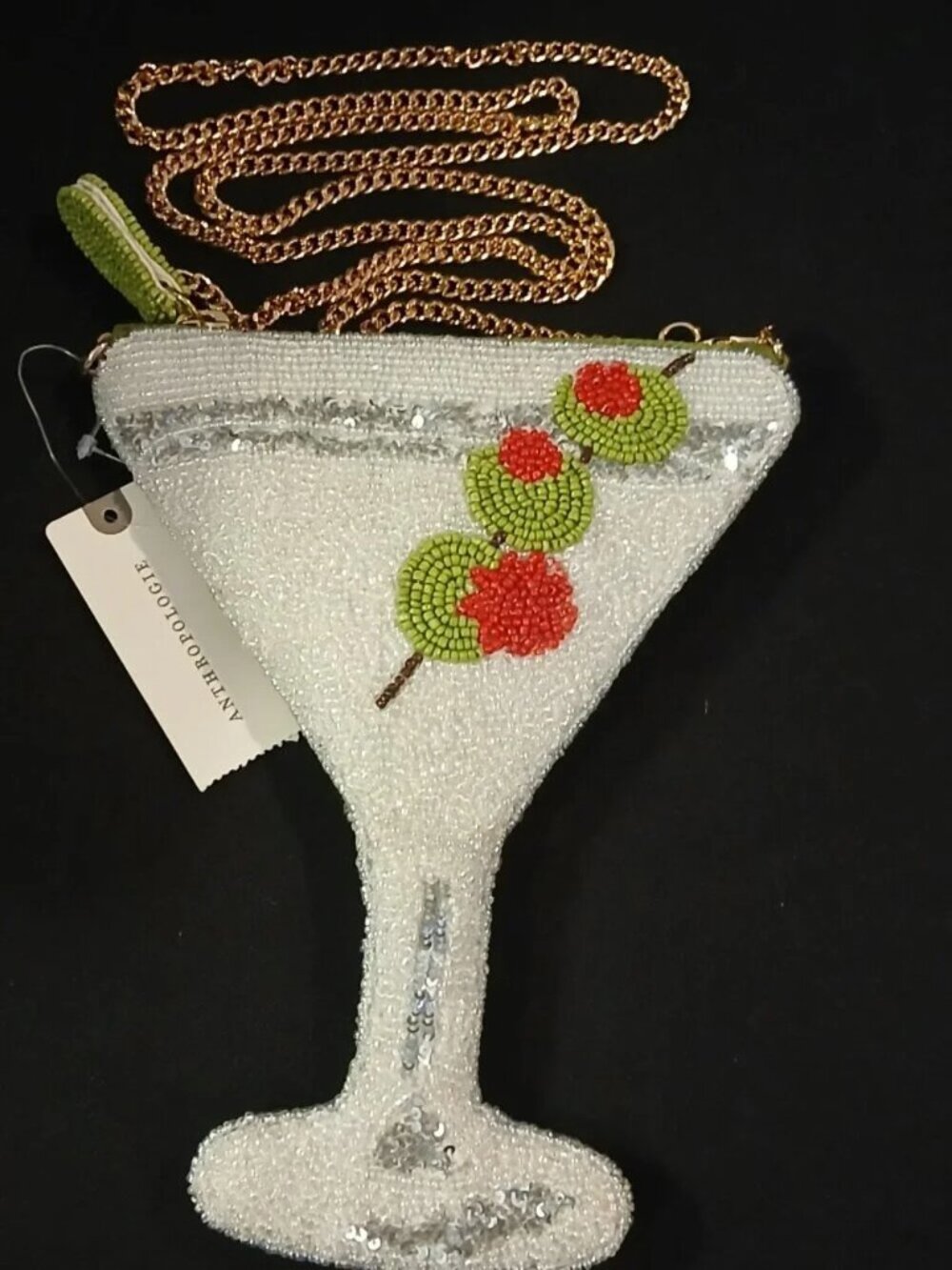 Anthropolgie Beaded Icon Crossbody Bag Martini, NWT - Picture 10 of 11